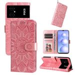 Custodia per telefono in pelle di girasole goffrata, For Xiaomi Poco M4 5G