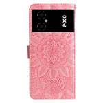 Custodia per telefono in pelle di girasole goffrata, For Xiaomi Poco M4 5G
