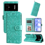 Custodia per telefono in pelle di girasole goffrata, For Xiaomi Poco M4 5G