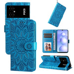 Custodia per telefono in pelle di girasole goffrata, For Xiaomi Poco M4 5G