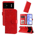 Custodia per telefono in pelle di girasole goffrata, For Xiaomi Poco M4 5G