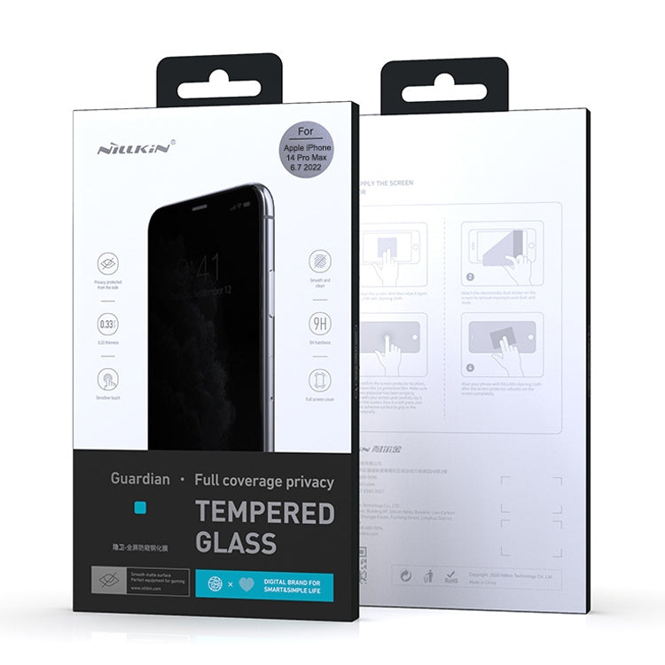 NILLKIN Fog Mirror 0,33 mm 9H Pellicola in vetro temperato opaco a schermo intero, For iPhone 14 Pro, For iPhone 14 Pro Max