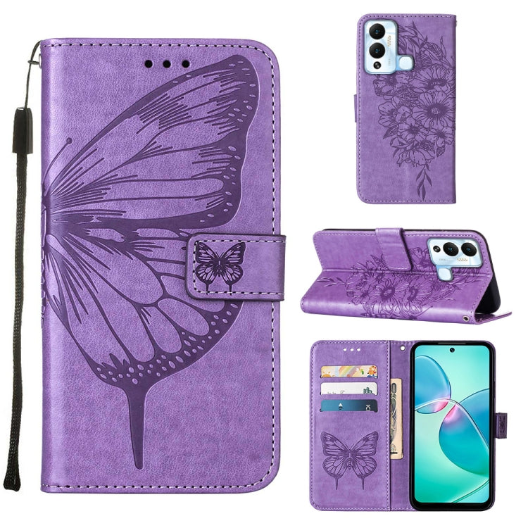 Custodia per telefono in pelle con vibrazione a farfalla goffrata, For Infinix Hot 12 Play/Hot 12 Play NFC X6816C, For Infinix Hot 12i X665, For Infinix Hot 12 X6817
