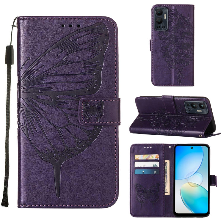 Custodia per telefono in pelle con vibrazione a farfalla goffrata, For Infinix Hot 12 Play/Hot 12 Play NFC X6816C, For Infinix Hot 12i X665, For Infinix Hot 12 X6817