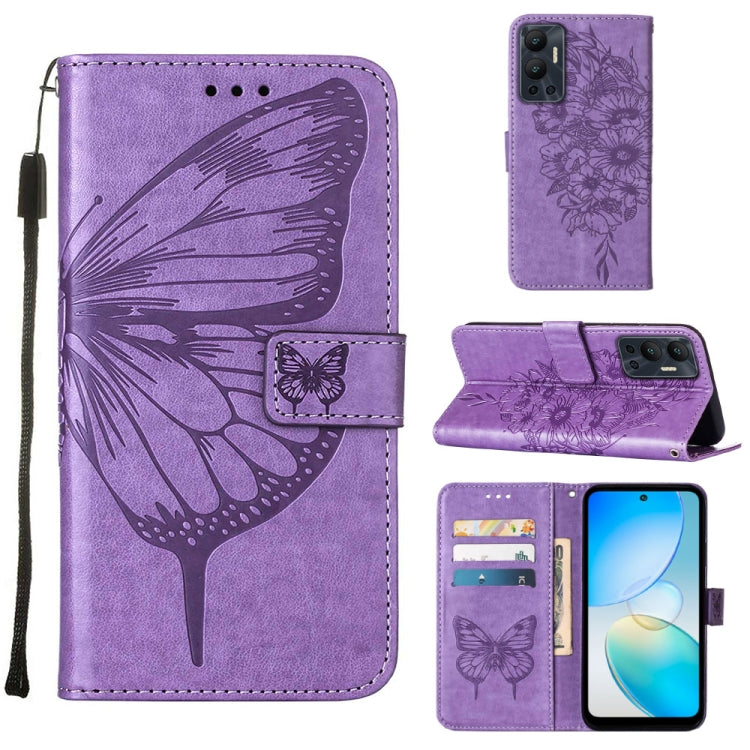 Custodia per telefono in pelle con vibrazione a farfalla goffrata, For Infinix Hot 12 Play/Hot 12 Play NFC X6816C, For Infinix Hot 12i X665, For Infinix Hot 12 X6817