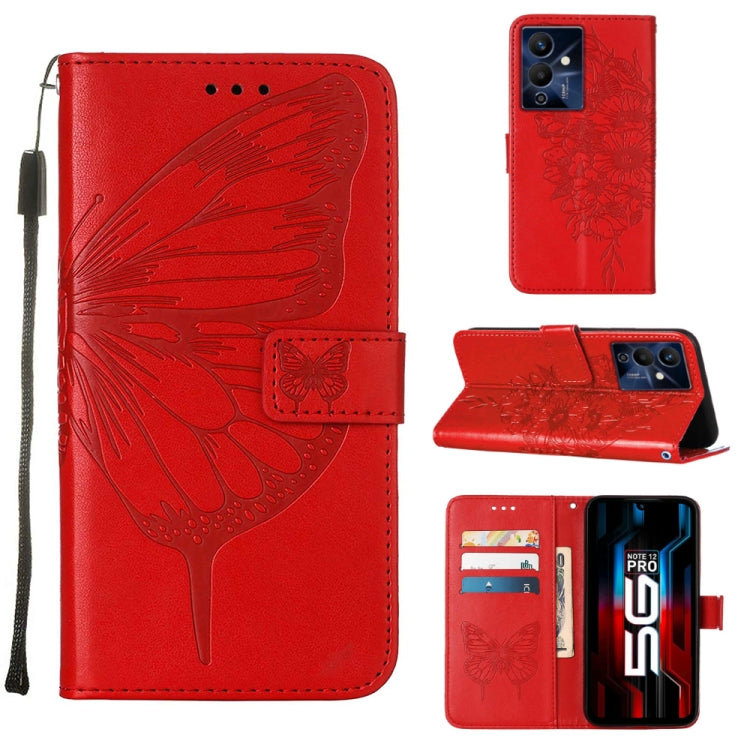Custodia per telefono in pelle con vibrazione a farfalla goffrata, For Infinix Note 12 Pro 4G, For Infinix Note 12 Pro 5G, For Infinix Note 12 G96