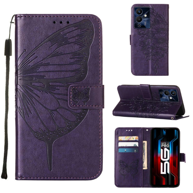 Custodia per telefono in pelle con vibrazione a farfalla goffrata, For Infinix Note 12 Pro 4G, For Infinix Note 12 Pro 5G, For Infinix Note 12 G96