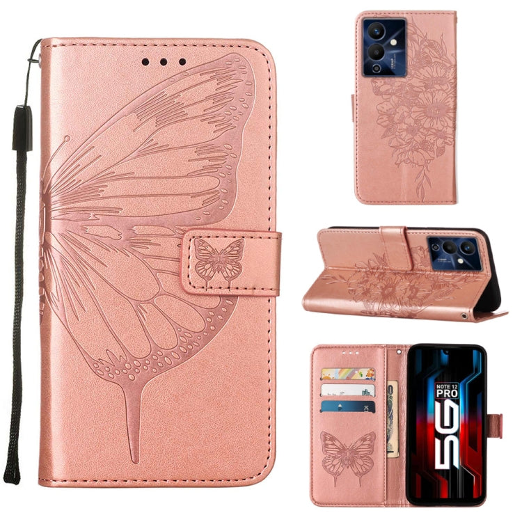 Custodia per telefono in pelle con vibrazione a farfalla goffrata, For Infinix Note 12 Pro 4G, For Infinix Note 12 Pro 5G, For Infinix Note 12 G96