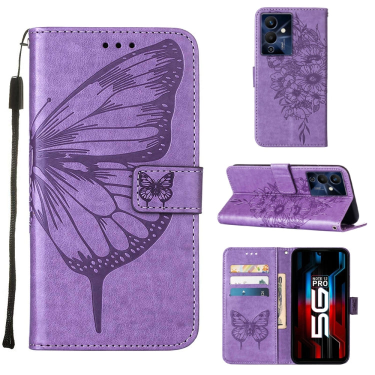 Custodia per telefono in pelle con vibrazione a farfalla goffrata, For Infinix Note 12 Pro 4G, For Infinix Note 12 Pro 5G, For Infinix Note 12 G96