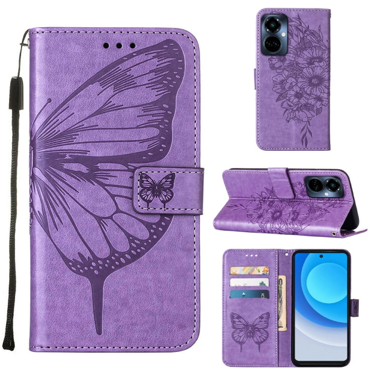 Custodia per telefono in pelle con vibrazione a farfalla goffrata, For Tecno Camon 19 Pro 5G, For Tecno POP 6, For Tecno Pova 3/LE7