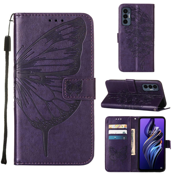 Custodia per telefono in pelle con vibrazione a farfalla goffrata, For Tecno Camon 19 Pro 5G, For Tecno POP 6, For Tecno Pova 3/LE7