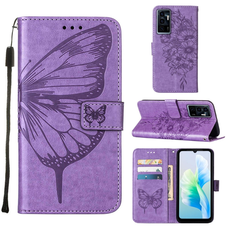 Custodia per telefono in pelle con vibrazione a farfalla goffrata, For Tecno Spark 9 Pro/Spark 9T, For vivo S10e 5G/V23e 4G/V23E 5G/Y75 4G, For vivo Y02S