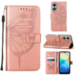 Custodia per telefono in pelle con vibrazione a farfalla goffrata, For Tecno Spark 9 Pro/Spark 9T, For vivo S10e 5G/V23e 4G/V23E 5G/Y75 4G, For vivo Y02S