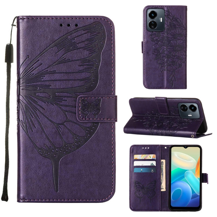 Custodia per telefono in pelle con vibrazione a farfalla goffrata, For vivo Y77 5G Global, For ZTE Blade A52, For ZTE Blade A72 5G