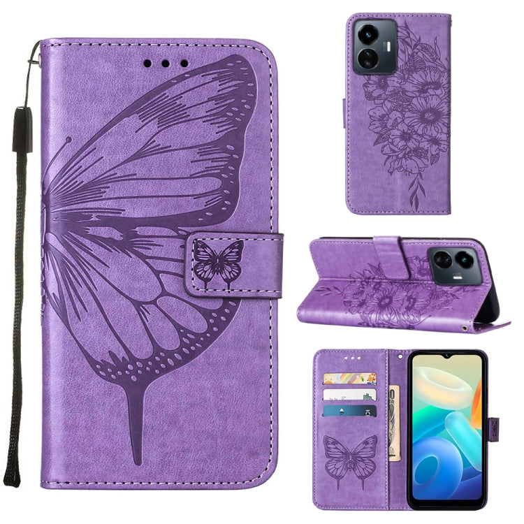 Custodia per telefono in pelle con vibrazione a farfalla goffrata, For vivo Y77 5G Global, For ZTE Blade A52, For ZTE Blade A72 5G