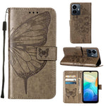 Custodia per telefono in pelle con vibrazione a farfalla goffrata, For vivo Y77 5G Global, For ZTE Blade A52, For ZTE Blade A72 5G