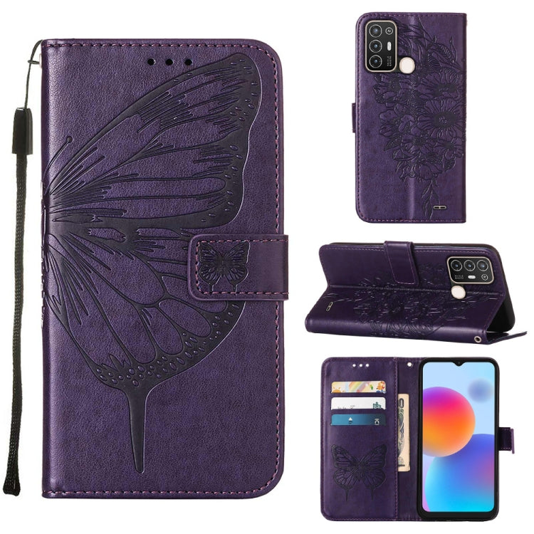 Custodia per telefono in pelle con vibrazione a farfalla goffrata, For vivo Y77 5G Global, For ZTE Blade A52, For ZTE Blade A72 5G