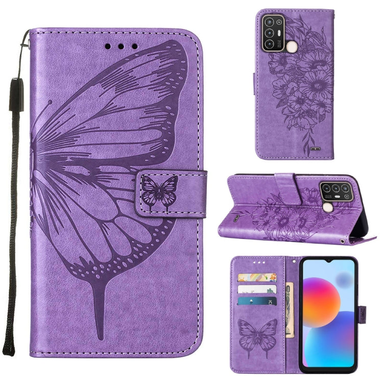 Custodia per telefono in pelle con vibrazione a farfalla goffrata, For vivo Y77 5G Global, For ZTE Blade A52, For ZTE Blade A72 5G