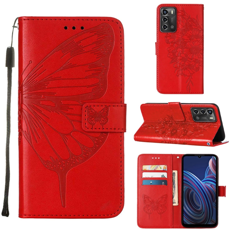 Custodia per telefono in pelle con vibrazione a farfalla goffrata, For vivo Y77 5G Global, For ZTE Blade A52, For ZTE Blade A72 5G