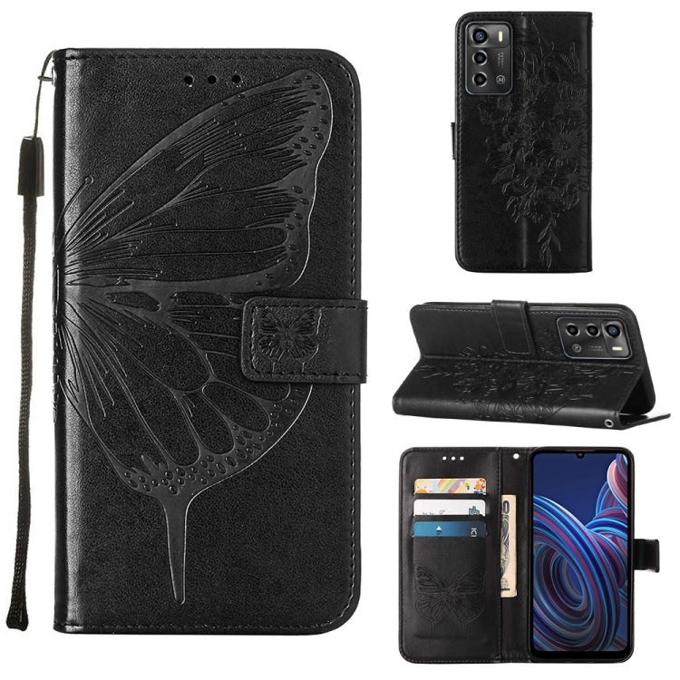 Custodia per telefono in pelle con vibrazione a farfalla goffrata, For vivo Y77 5G Global, For ZTE Blade A52, For ZTE Blade A72 5G