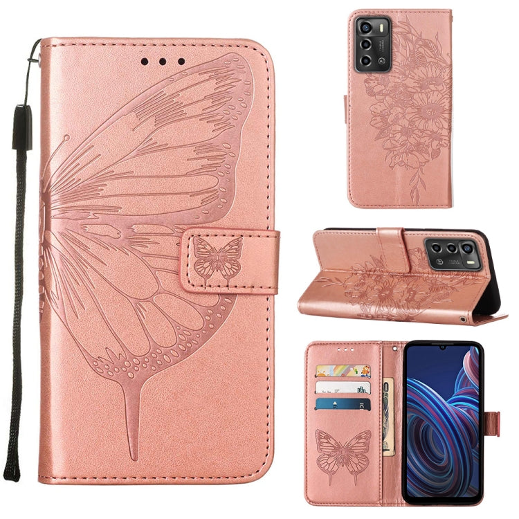 Custodia per telefono in pelle con vibrazione a farfalla goffrata, For vivo Y77 5G Global, For ZTE Blade A52, For ZTE Blade A72 5G