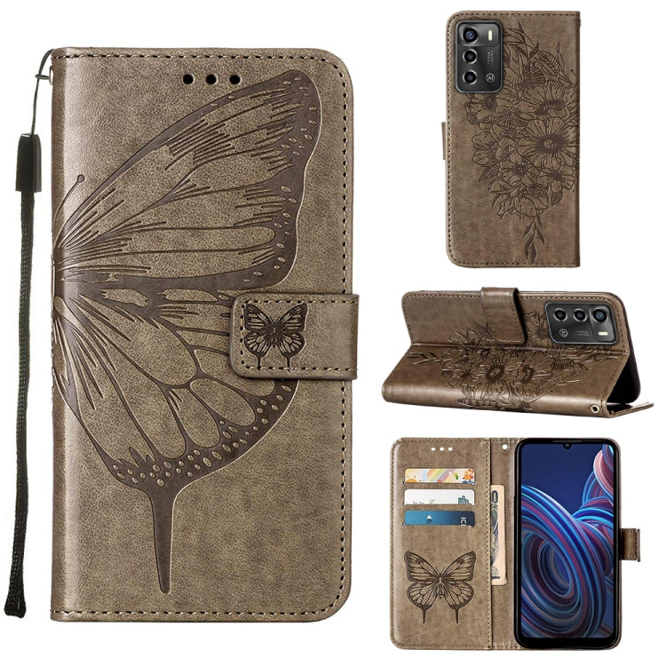 Custodia per telefono in pelle con vibrazione a farfalla goffrata, For vivo Y77 5G Global, For ZTE Blade A52, For ZTE Blade A72 5G