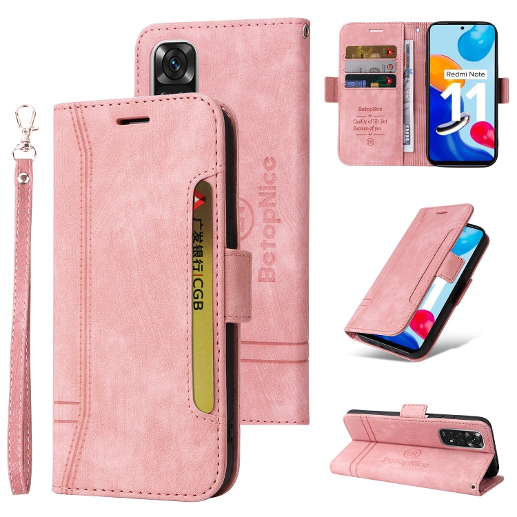 BETOPNICE Custodia per telefono in pelle con fibbia a doppio lato, For Xiaomi Redmi Note 10 Pro, For Xiaomi Redmi Note 11 4G, For Xiaomi Redmi Note 11 Pro 5G / 4G, For Xiaomi Redmi 9A