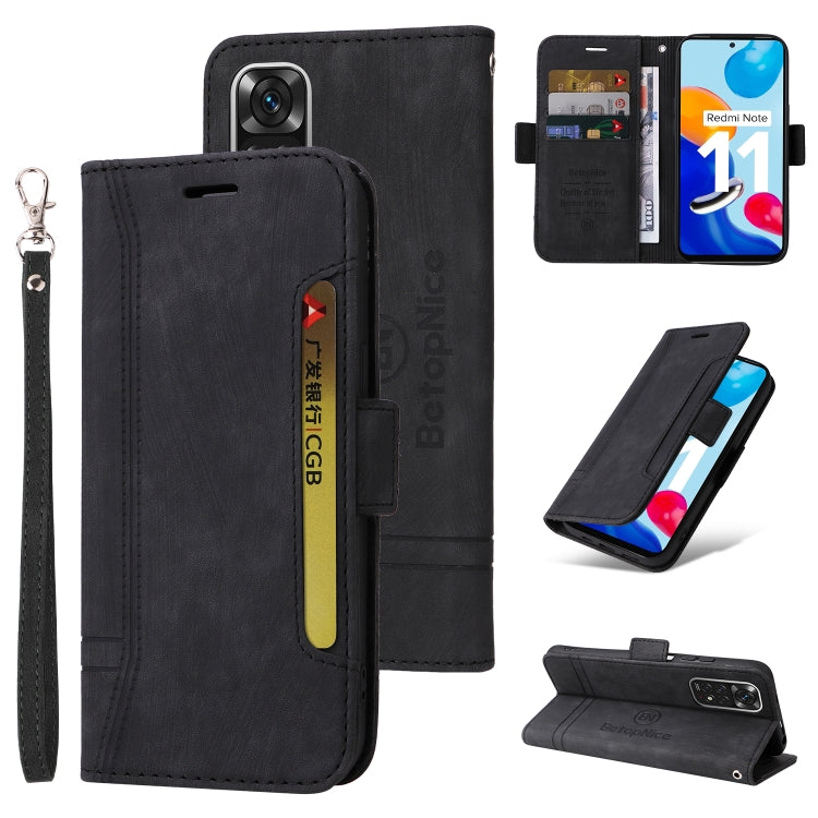 BETOPNICE Custodia per telefono in pelle con fibbia a doppio lato, For Xiaomi Redmi Note 10 Pro, For Xiaomi Redmi Note 11 4G, For Xiaomi Redmi Note 11 Pro 5G / 4G, For Xiaomi Redmi 9A