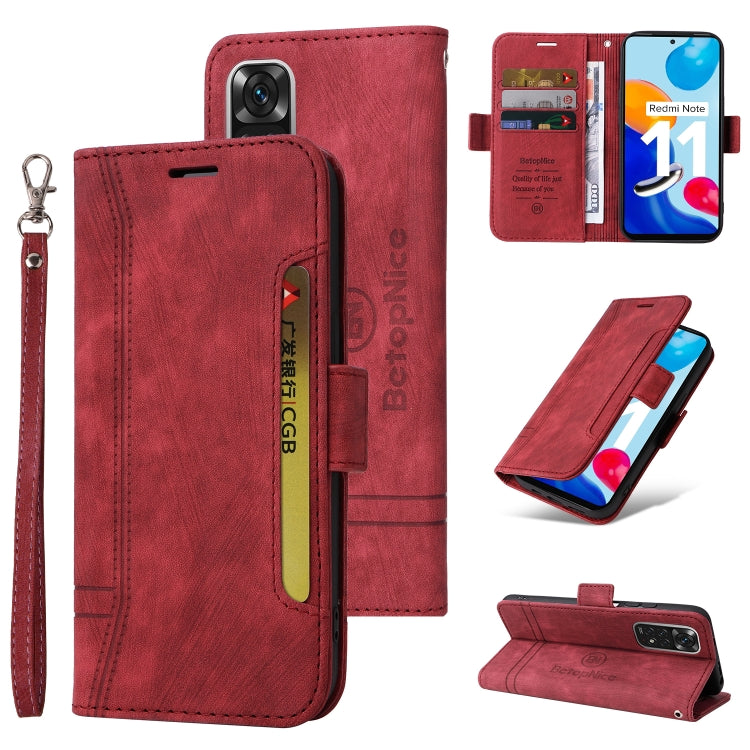 BETOPNICE Custodia per telefono in pelle con fibbia a doppio lato, For Xiaomi Redmi Note 10 Pro, For Xiaomi Redmi Note 11 4G, For Xiaomi Redmi Note 11 Pro 5G / 4G, For Xiaomi Redmi 9A