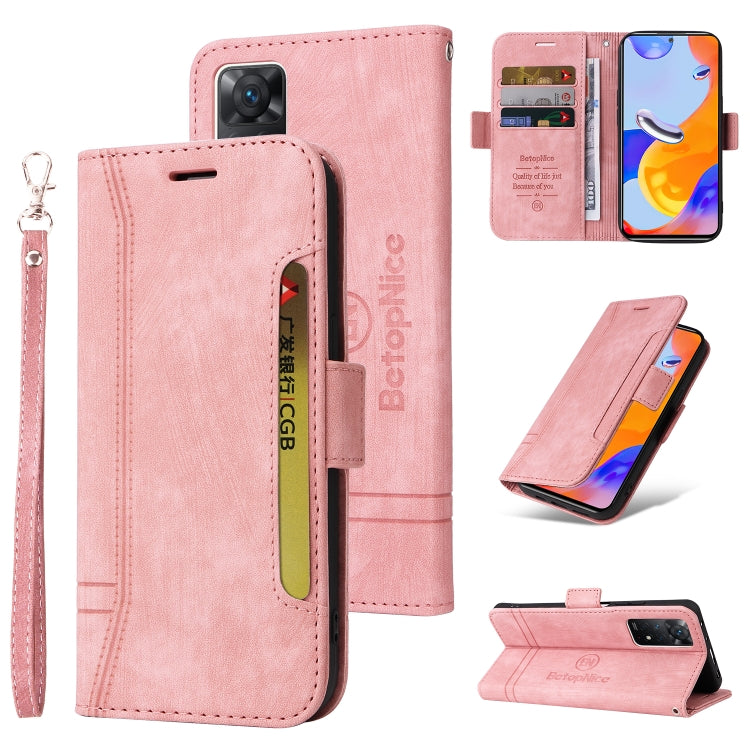 BETOPNICE Custodia per telefono in pelle con fibbia a doppio lato, For Xiaomi Redmi Note 10 Pro, For Xiaomi Redmi Note 11 4G, For Xiaomi Redmi Note 11 Pro 5G / 4G, For Xiaomi Redmi 9A