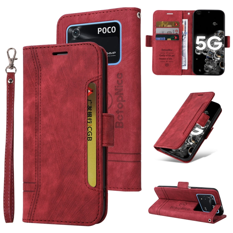 BETOPNICE Custodia per telefono in pelle con fibbia a doppio lato, For Xiaomi Poco M4 Pro 4G, For Xiaomi Poco X3 NFC, For Xiaomi Poco X4 Pro 5G