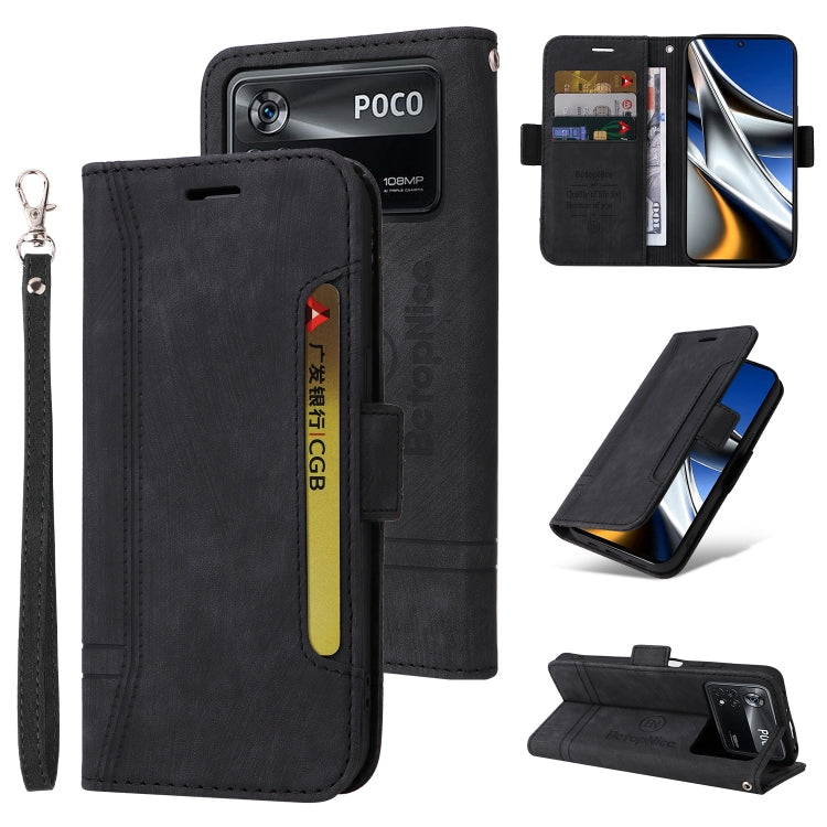 BETOPNICE Custodia per telefono in pelle con fibbia a doppio lato, For Xiaomi Poco M4 Pro 4G, For Xiaomi Poco X3 NFC, For Xiaomi Poco X4 Pro 5G
