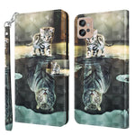 Modello di pittura 3D TPU + custodia per telefono in pelle PU, For Motorola Moto G32, For Motorola Moto G42