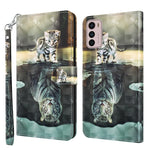 Modello di pittura 3D TPU + custodia per telefono in pelle PU, For Motorola Moto G32, For Motorola Moto G42
