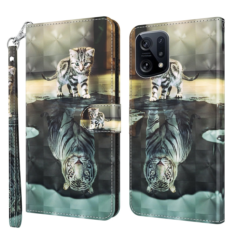 Modello di pittura 3D TPU + custodia per telefono in pelle PU, For OPPO Find X5, For OPPO Find X5 Pro