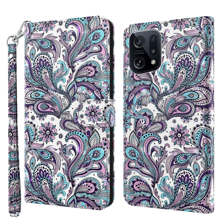 Modello di pittura 3D TPU + custodia per telefono in pelle PU, For OPPO Find X5, For OPPO Find X5 Pro
