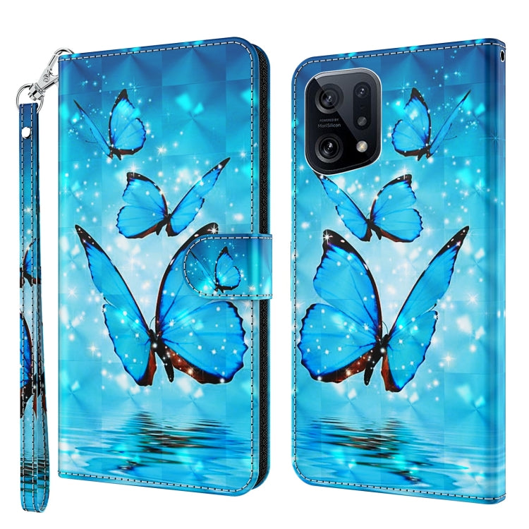 Modello di pittura 3D TPU + custodia per telefono in pelle PU, For OPPO Find X5, For OPPO Find X5 Pro