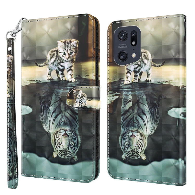 Modello di pittura 3D TPU + custodia per telefono in pelle PU, For OPPO Find X5, For OPPO Find X5 Pro