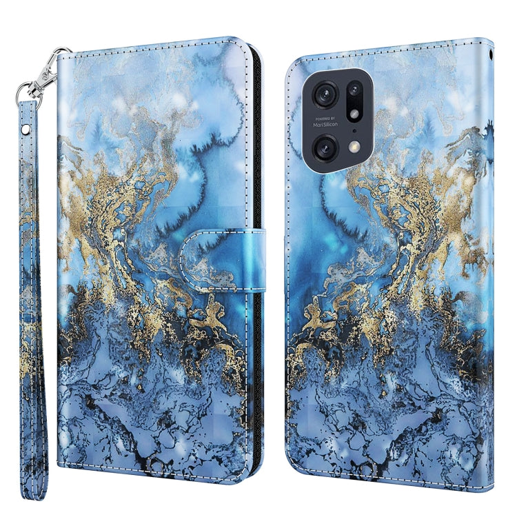 Modello di pittura 3D TPU + custodia per telefono in pelle PU, For OPPO Find X5, For OPPO Find X5 Pro
