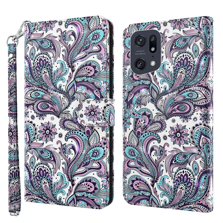 Modello di pittura 3D TPU + custodia per telefono in pelle PU, For OPPO Find X5, For OPPO Find X5 Pro