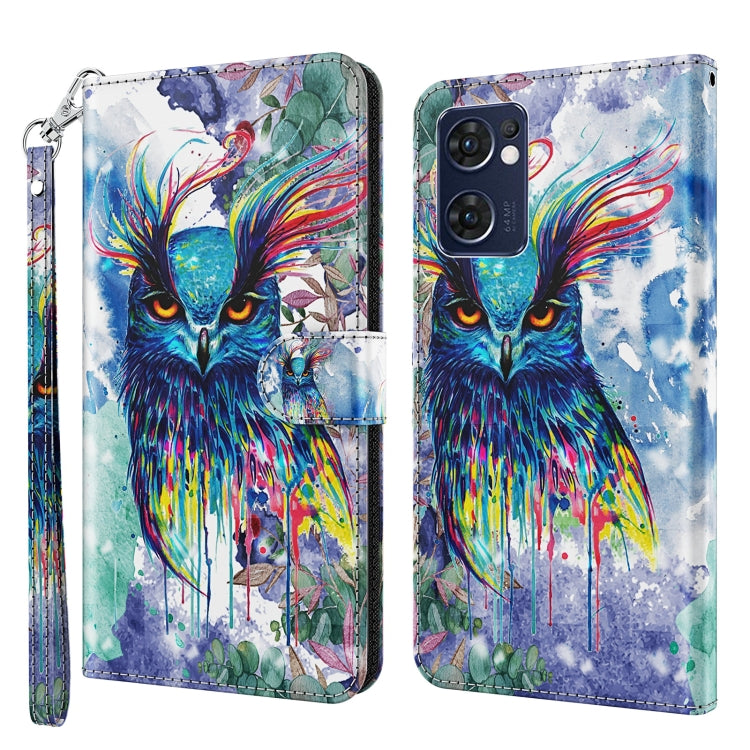 Modello di pittura 3D TPU + custodia per telefono in pelle PU, For OPPO Reno7 5G/Find X5 Lite, For vivo Y72 5G