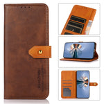 KHAZNEH Custodia per telefono in pelle a conchiglia in pelle bovina bicolore, For Xiaomi Poco M4 5G/M5 5G