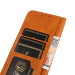 KHAZNEH Custodia per telefono in pelle a conchiglia in pelle bovina bicolore, For Xiaomi Poco M4 5G/M5 5G