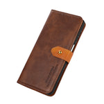 KHAZNEH Custodia per telefono in pelle a conchiglia in pelle bovina bicolore, For Xiaomi Poco M4 5G/M5 5G