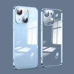 Custodia per telefono galvanica con protezione dell'obiettivo in vetro antipolvere, For iPhone 14, For iPhone 14 Plus