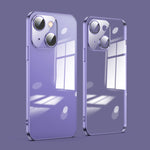 Custodia per telefono galvanica con protezione dell'obiettivo in vetro antipolvere, For iPhone 14, For iPhone 14 Plus