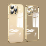 Custodia per telefono galvanica con protezione dell'obiettivo in vetro antipolvere, For iPhone 14 Pro, For iPhone 14 Pro Max