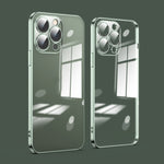 Custodia per telefono galvanica con protezione dell'obiettivo in vetro antipolvere, For iPhone 13 Pro Max, For iPhone 12