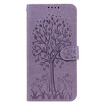 Custodia per telefono in pelle pressata con motivo ad albero e cervo, For Xiaomi Redmi 10A, For Sony Xperia 10 IV