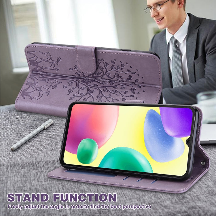 Custodia per telefono in pelle pressata con motivo ad albero e cervo, For Xiaomi Redmi 10A, For Sony Xperia 10 IV